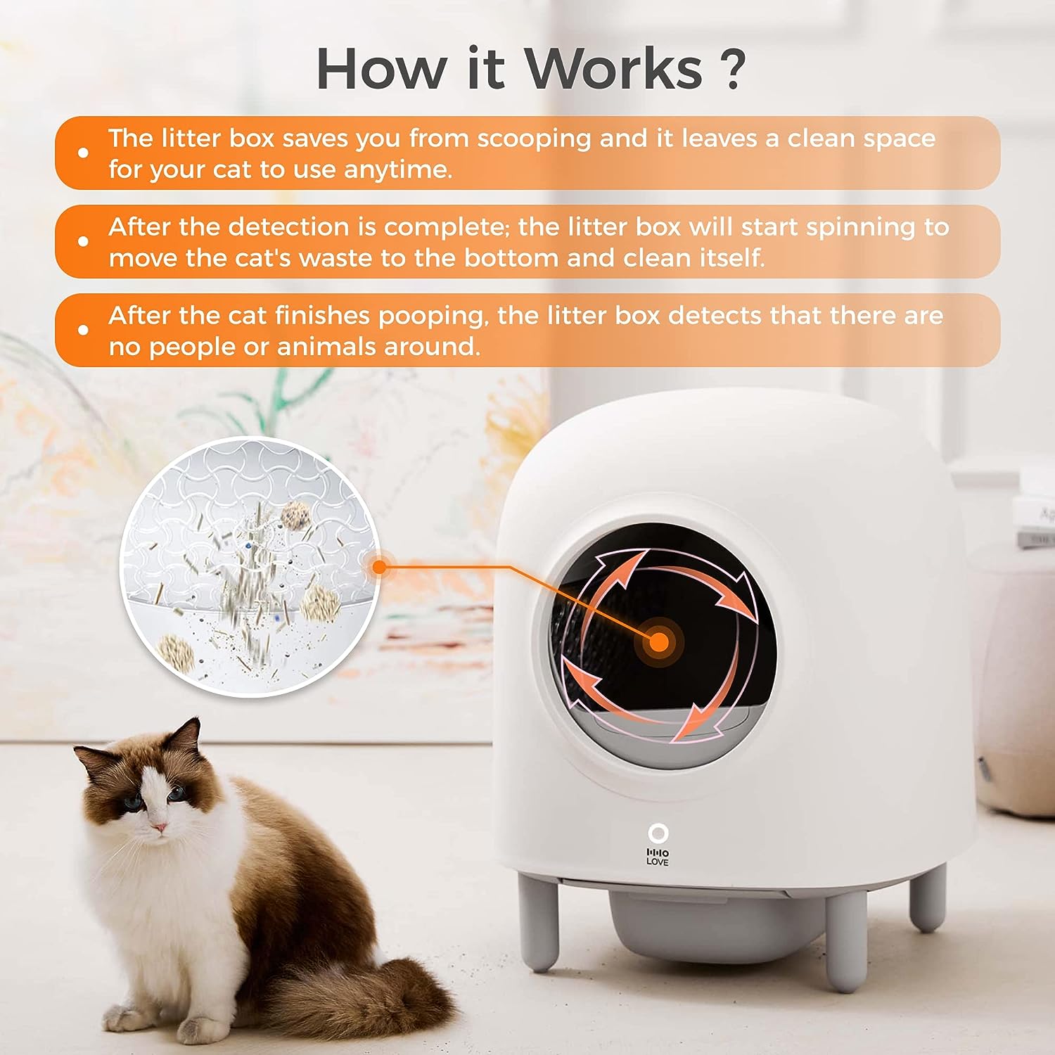 HHOLOVE Smart Self-Cleaning Cat Litter Box