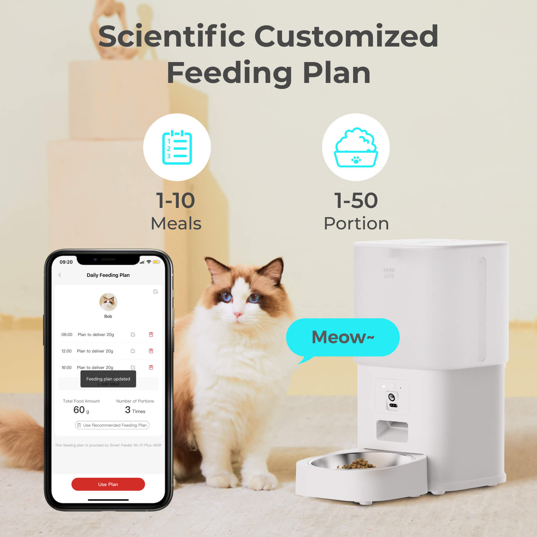 HHOLOVE Automatic Cat Feeder with Camera